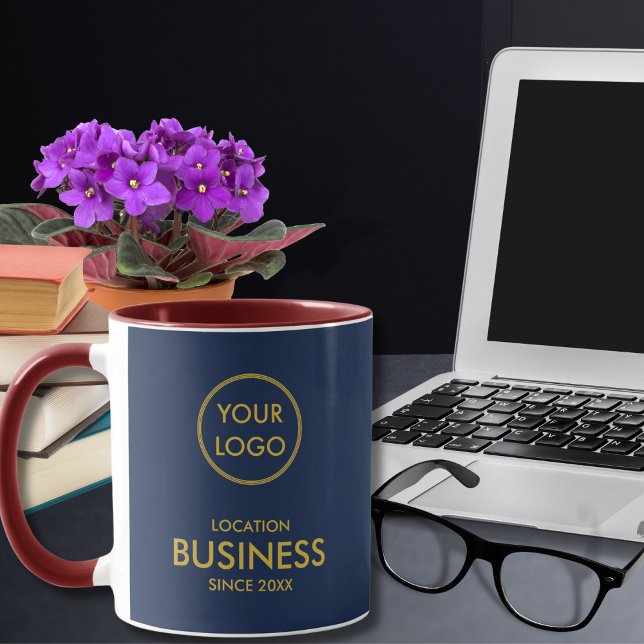 Caneca Marinho de Logotipo para Empresas Elegante Simples (Criador carregado)