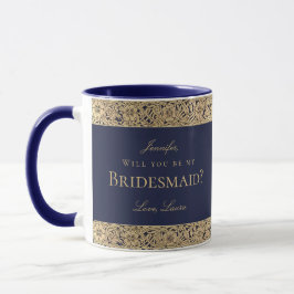 Caneca Marinho de Proposta de Bridesmaid Rosas Dourados d