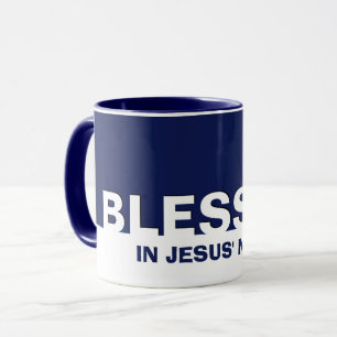 Caneca Marinho Moderno Azul BECIDO Em Nome De Jesus Crist