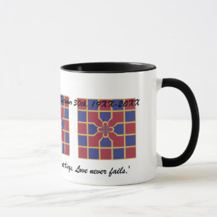 Caneca Marinho Vermelho Geométrico do Aniversário de Ca