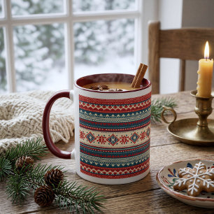 Caneca Marinho Vermelho Nórdico Feriado de Natal Feio