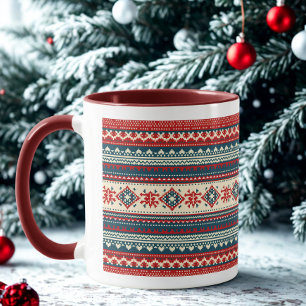 Caneca Marinho Vermelho Nórdico Feriado de Natal Feio