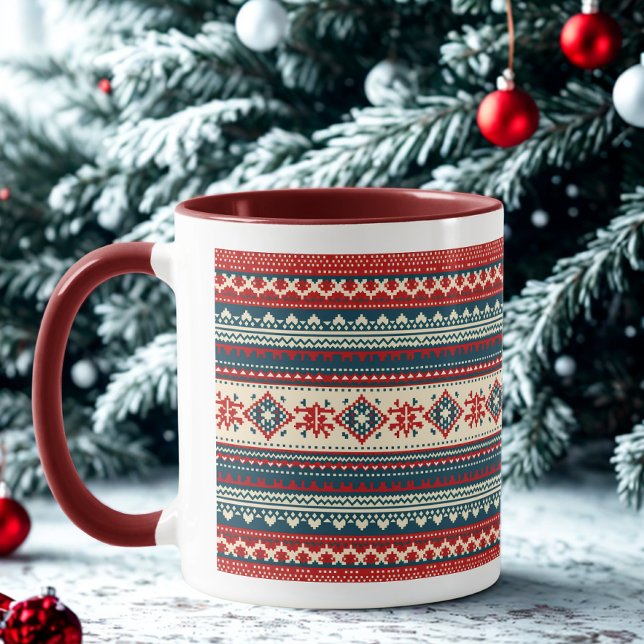 Caneca Marinho Vermelho Nórdico Feriado de Natal Feio (Criador carregado)