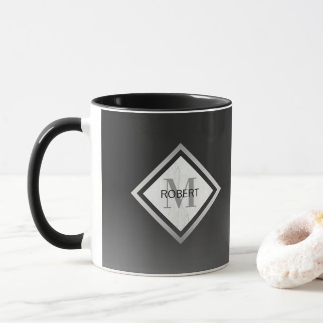 Caneca Mármaco de prata preto monograma (Com Donut)