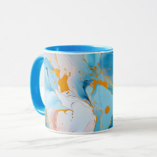 Caneca Mármore Azul com Salpicos Dourados
