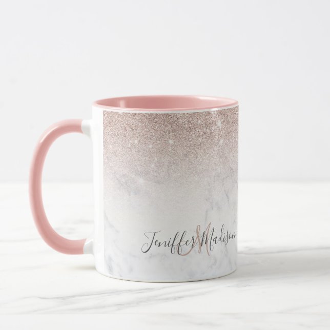 Caneca Mármore branco, branco, cor-de-rosa-rosa, brilhant (Esquerda)