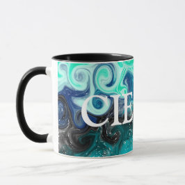 Caneca Mármore de Arte Azul Negro e Azul Personalizado