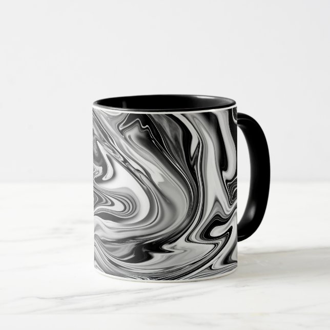 Caneca Mármore elegante 7 - líquido preto e branco (Frente Esquerda)