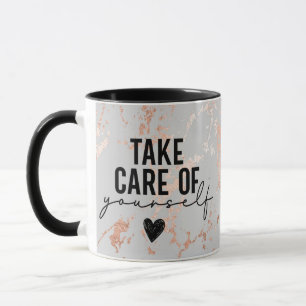 Caneca Mármore Elegante de Rosa Dourada e Cinza