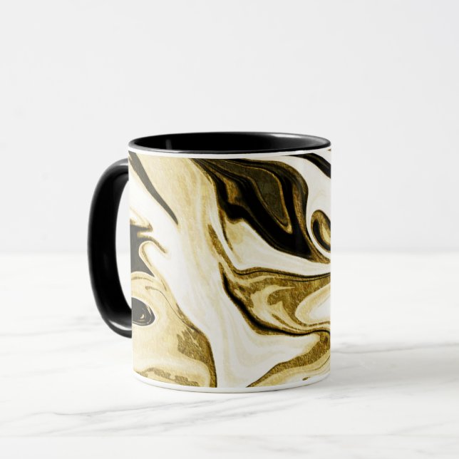 Caneca Mármore líquido fluído digital retrô elegante abst (Frente Esquerda)