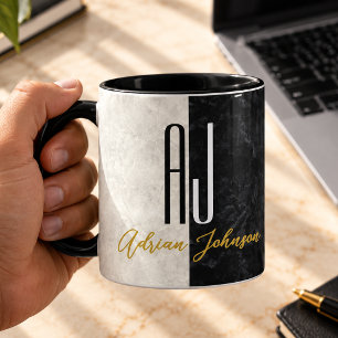 Caneca Mármore Monograma Ouro Preto