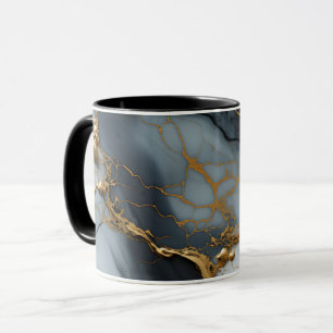 Caneca Mármore Onyx Fumê com Veias Douradas