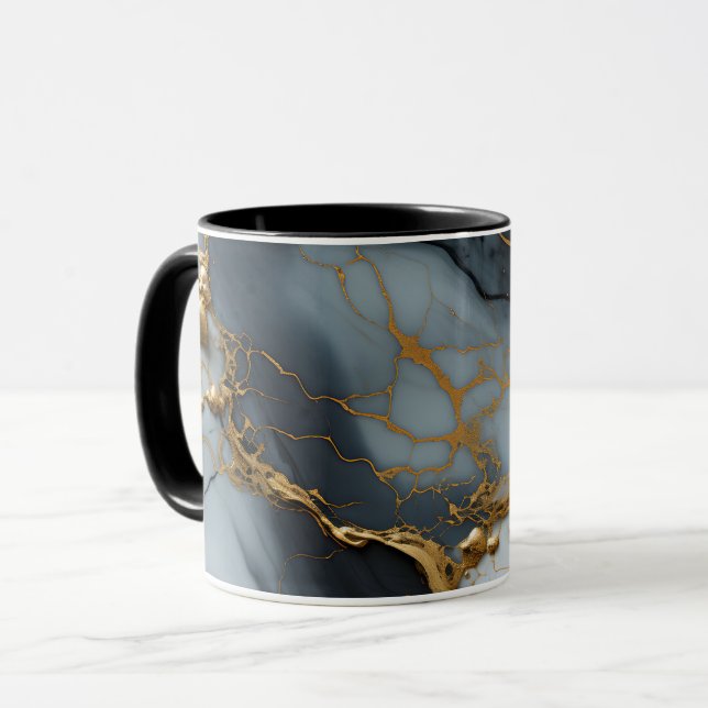 Caneca Mármore Onyx Fumê com Veias Douradas (Frente Esquerda)