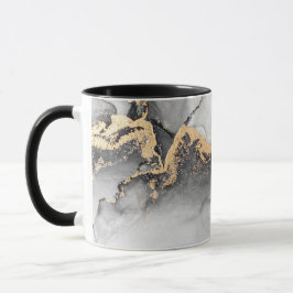 Caneca Mármore Preto e Dourado de Aquarela de Luxo Person