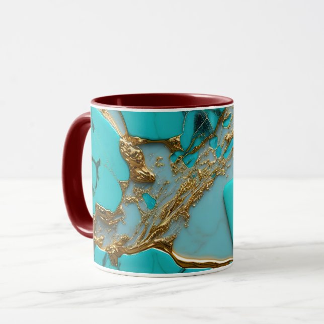 Caneca Mármore Turquesa com Veias Douradas (Frente Esquerda)