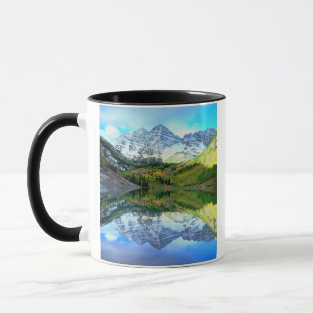 Caneca Maroon Bells refletindo no Maroon Lake (Esquerda)