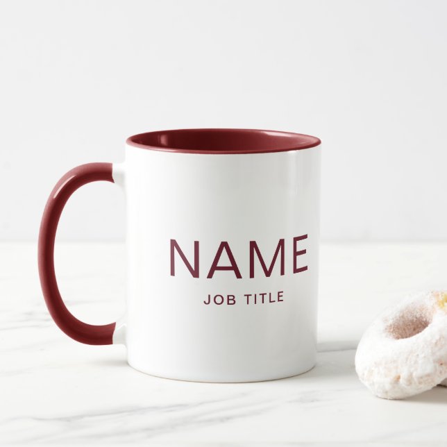 Caneca Maroon Combo Mug Personalizado com Seu Nome (Com Donut)