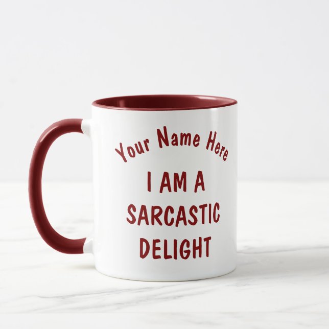 Caneca Maroon e Branco | Sou um Sarcástico Delight Engraç (Esquerda)