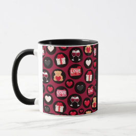 Caneca Maroon Love Pattern