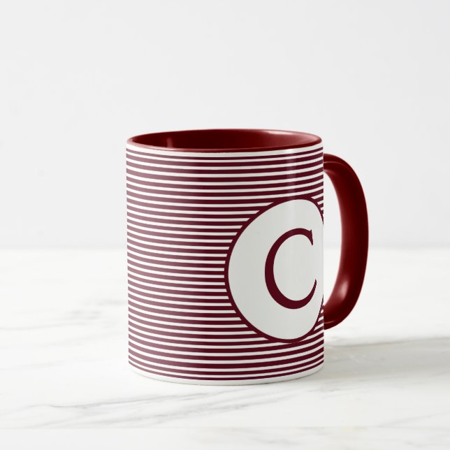 Caneca Maroon Red Stripe Monograma (Frente Esquerda)