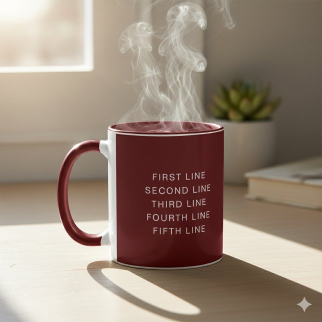 Caneca Marrom 11 oz Combo com Texto Personalizado (Maroon 11 oz Combo Mug with Personalized Text)