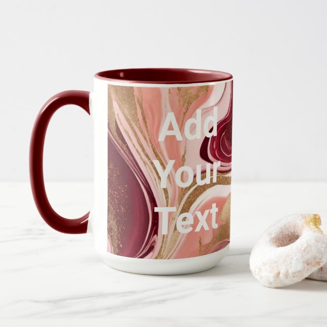 Caneca Marrom de Texto Personalizado de Sugestões Dourada (Com Donut)
