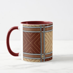 Caneca Marrom geométrico e pastilha têxtil de estanho