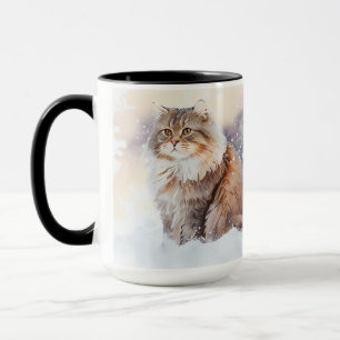 Caneca Marrom-Inverno E Casca-Branca Tabby Cat Mug