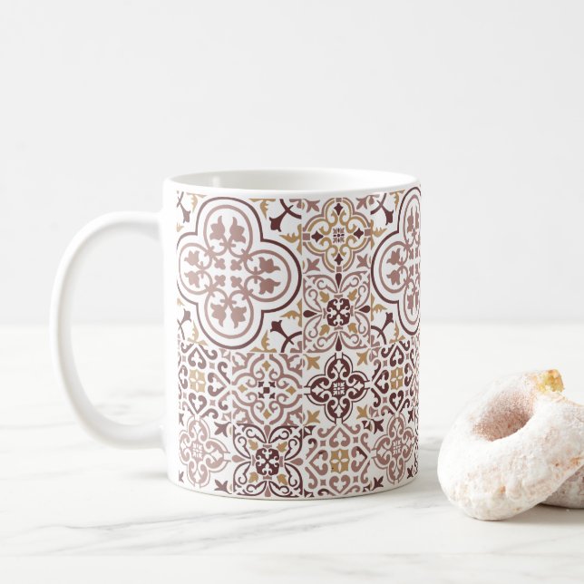 Caneca marrom-marrom-azulejo (Com Donut)