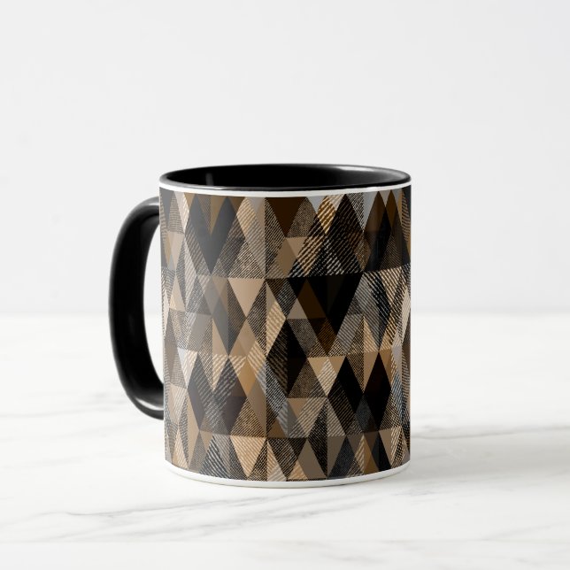 Caneca Marrom rômbico texturizado com bege (Frente Esquerda)