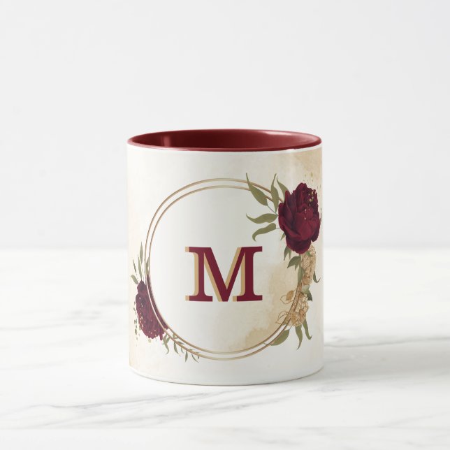 Caneca Marrom verde bege dourado botânico (Centro)