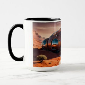 Caneca Mars Habitat Alpha - Arquitetura Sci-Fi AI