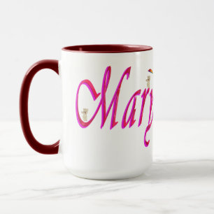 Caneca Mary, Nome, Logotipo, Maroon Combo Coffee Mug