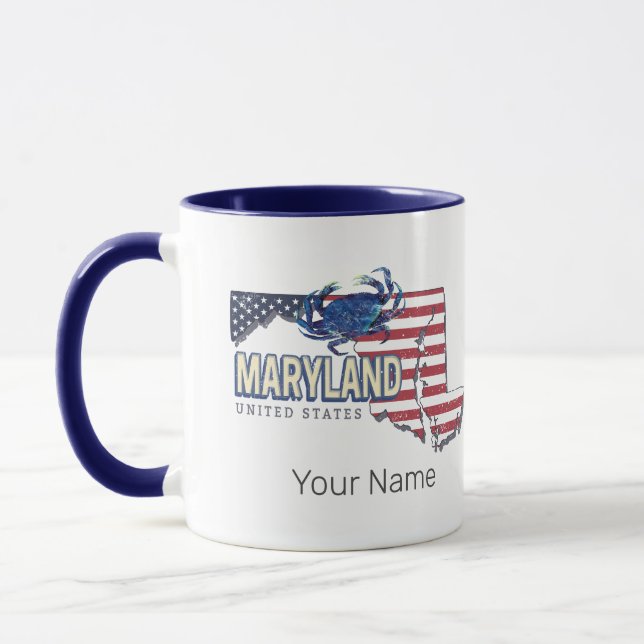 Caneca Maryland Estados Unidos - Retro State Map Vintage  (Esquerda)