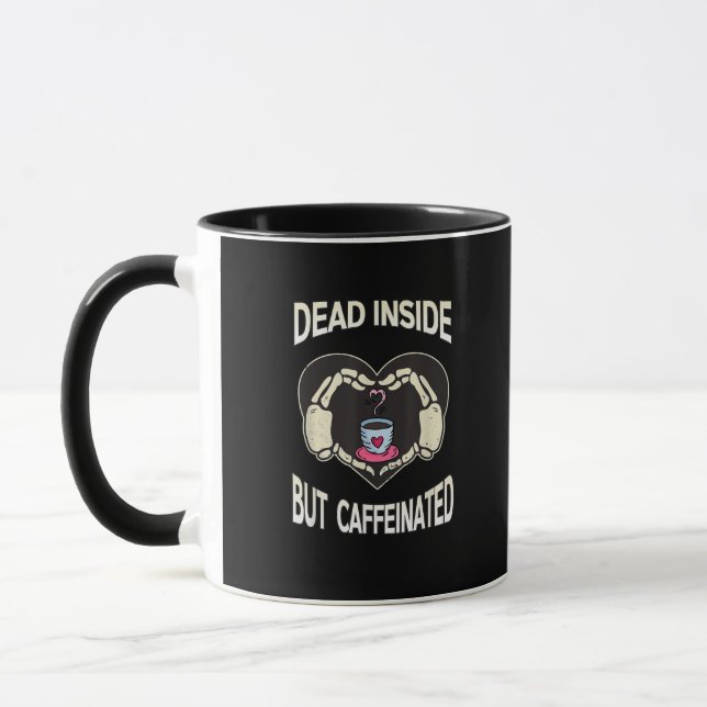 Caneca Mas Cafeinado O Esqueleto De Café Mãos Coração (Esquerda)