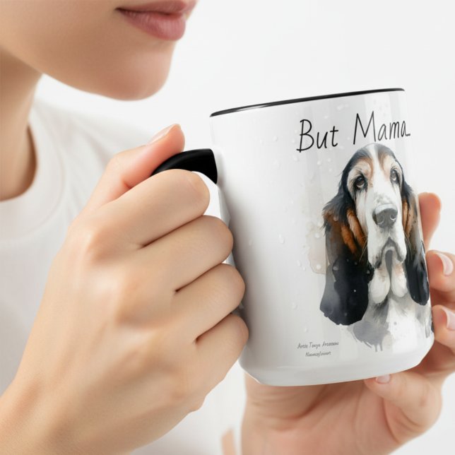 Caneca Mas mamãe....... Basset Hound Modern Mug (Criador carregado)