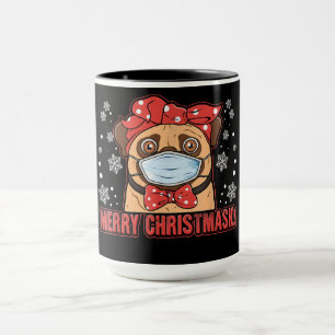 Caneca Máscara de Cachorro Cachorro Legal Feliz Natal