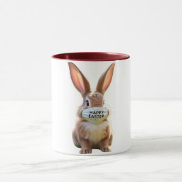 Caneca Máscara de rosto do Felz pascoa Vestindo coelhinho