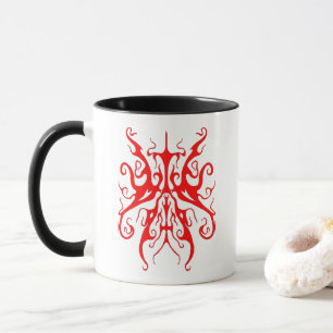 Caneca Máscara Tribal Vermelha Elegante Design Abstrato
