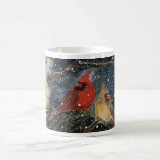 Caneca masculina e fêmea do inverno nevado dos