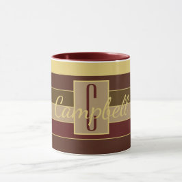 CANECA MASCULINA MONOGRAMA MAROON AMARELO MAROON STRIPE