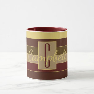 CANECA MASCULINA MONOGRAMA MAROON AMARELO MAROON STRIPE