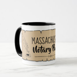 Caneca Massachusetts Notary Scroll Feather Quill