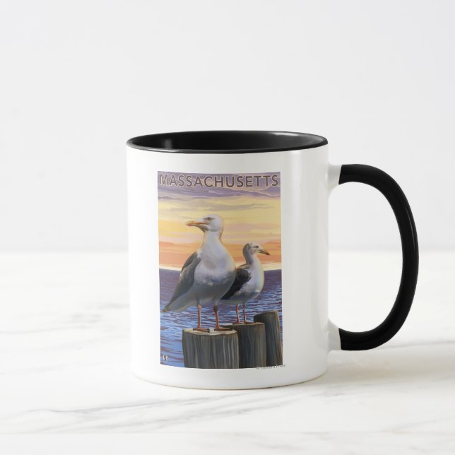 Caneca Massachusetts Sea Gulls Scene (Direita)