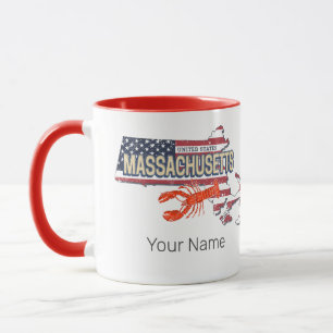 Caneca Massachusetts United States Retro Map Vintage EUA