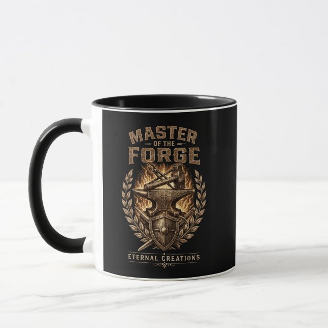 Caneca Master of the Forge Blacksmith Anvil & Hammer Coff (Esquerda)