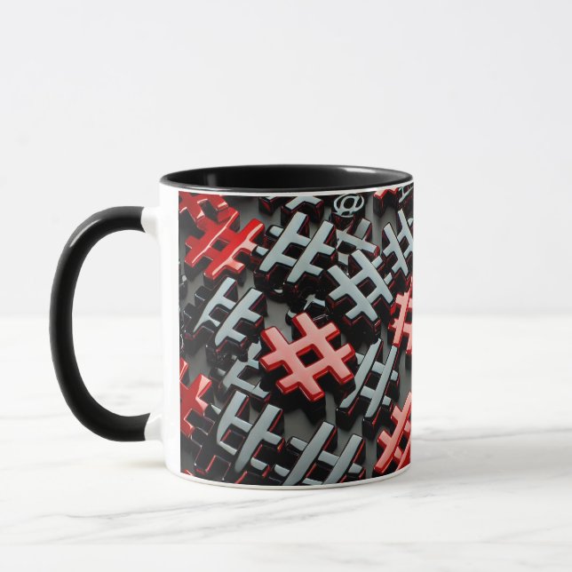 Caneca Mata de design abstrata vermelha e preta (Esquerda)