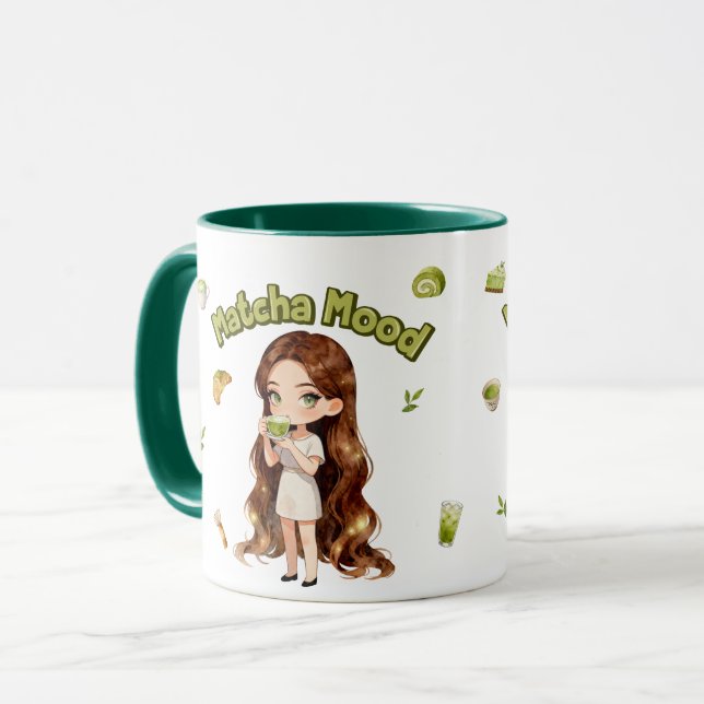 Caneca Matcha Mood Aesthetic Design Cute Green Tea Vibes (Frente Esquerda)