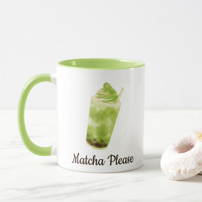 Caneca Matcha, por favor, Matcha (Com Donut)