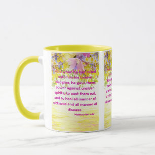 Caneca Mateus 10:1 KJV Escritura de Bíblia Pic de Dois To